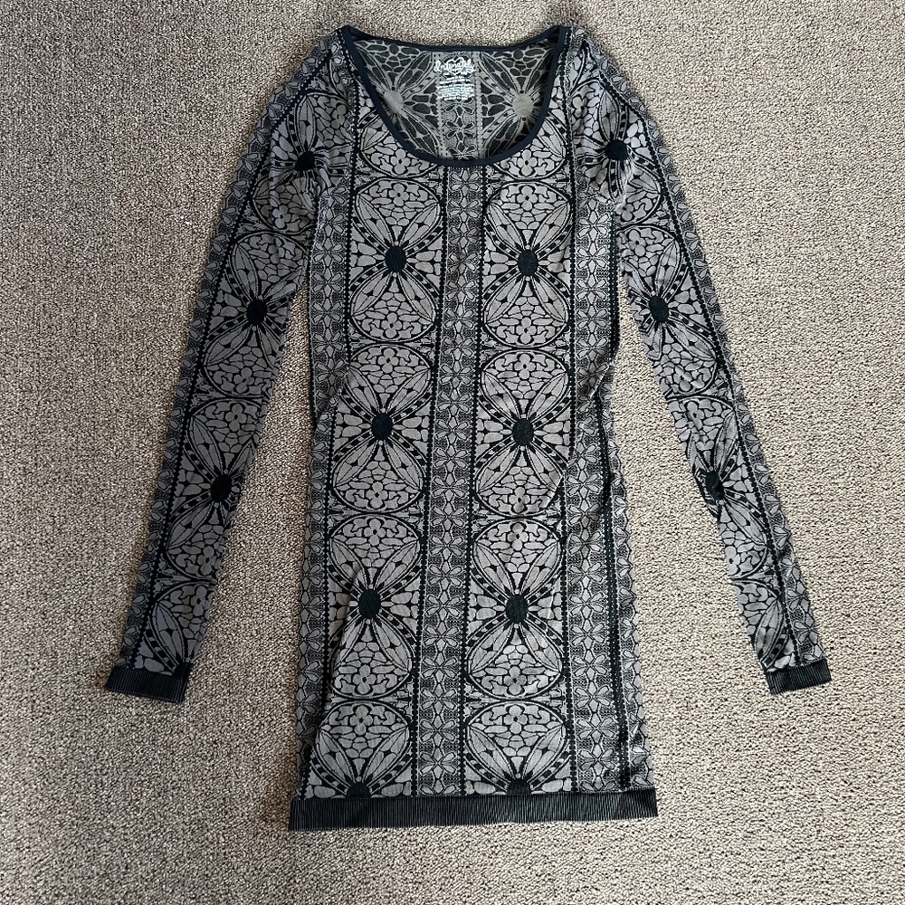Free People Intimately Long Sleeve Dark Brown Taupe Body Con Dress Size M/L